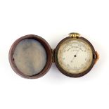 19th century compensated pocket barometer with case 4.5 cm.