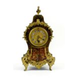 Early 20th century Boule single train mantel clock with gilt metal mounts 32cm .