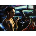† Fabian Perez (Argentinean, b. 1967), study for 'Darya in a car with lipstick', signed, oil on