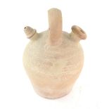 Terracotta bottle vase with ring handle 28cm Provenance: Part of 35 lot collection of terracotta and