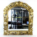 19th century style carved wood gilt framed mirror, 97cm x 82cm .