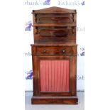 19th century Rosewood chiffonier the raised back above a single drawer and cupboard door, on a