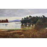 J E H Mackay 1912 river landscape, oil on canvas, signed lower right80cm x 127cm . re lined