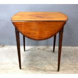 19th century mahogany Pembroke table on square tapering supports, 71cm x 74cm x 55cm,.