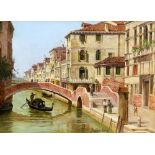 Antonietta Brandeis (Czech / Italian, 1849-1920/26). 'Venetian Canal', oil on board, signed, 16cm