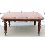 19th century mahogany extending dining table with two extra leaves top 160cm x 120cm extended