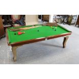 E J Riley Limited quarter size mahogany framed slate bed snooker/dinning table on cabriole legs