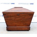 19th century mahogany casket-formed cellarette, 58cm x 70cm..