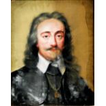Late 19th century copy of a portrait of Charles I, watercolour, 24.5cm x 19.5cm, .