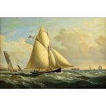 20th century oil on canvas, boats under sail, unsigned, 29cm x 42cm.