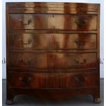Early 20th century mahogany bow fronted chest of brushing slide and four long drawers 80cm x
