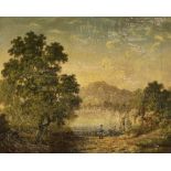 Rev Robert Woodley Brown (British, circa 1840-1860), pair of landscapes with figures preparing camp,