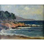 G Glitsch, coastal scene with trees, signed and dated 1939, oil on canvas, 31.5cm x 39cm,.