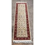 Turkish Persian design wool rug 300cm x 85cm.