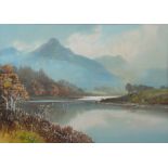 G. Trevor (British, 20th century), highland landscape with mountains and a loch, gouache, signed