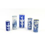 Chinese blue and white spill vase (15cm) and six other similar (7)Provenance part of a single