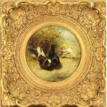 William Huggins (1820-1884) study of pigeons, signed and dated 1854, oil on panel, diameter, 26cm .