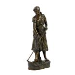 Cheze 19th century French bronze figure of a women working the land various foundry marks to base