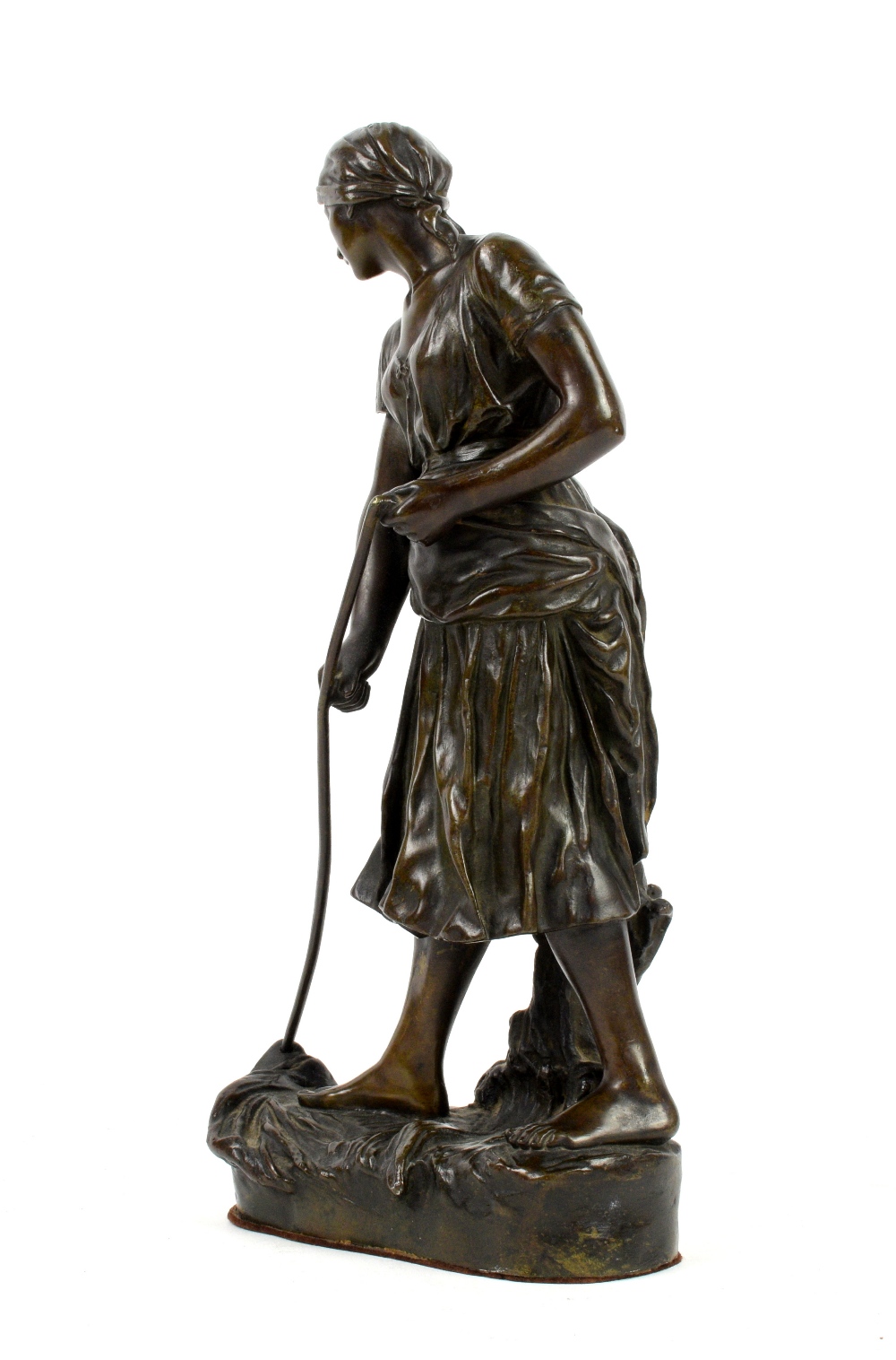 Cheze 19th century French bronze figure of a women working the land various foundry marks to base - Image 3 of 7