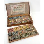 19th century artist's box, by G Rowney & Co, containing 'Improved Pastels' in two tiers, 48.5 x 25.