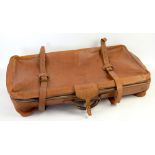 A early to mid 20th century Fortnum & Mason brown leather monogrammed car case/suitcase, the lined