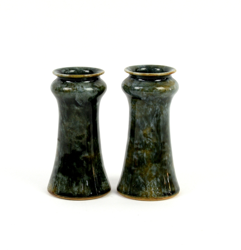 Pair of Royal Doulton spill vases with blue rims (15cm) and two similar pairs. Provenance part of - Image 2 of 4