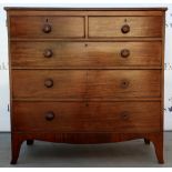 19th century mahogany chest of two short and three long drawers, 105cm x 104cm.