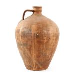 Terracotta olive oil jug with ring handle 44cm Provenance: Part of 35 lot collection of terracotta