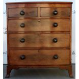 19th century mahogany bow fronted chest of two short and three long drawers. 107cm x 93cm.