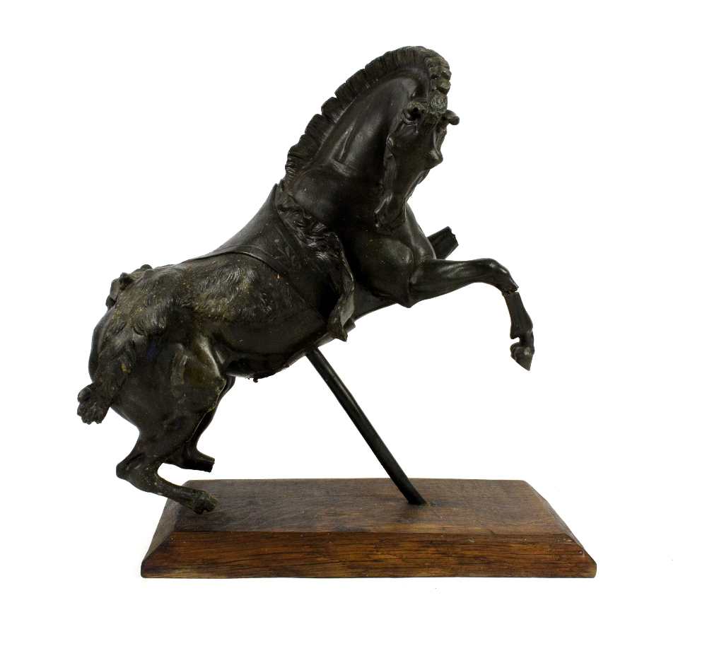 Early 20th century bronze of a ruined Antique classical sculptor off a horse with a lions skin on