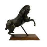 Early 20th century bronze of a ruined Antique classical sculptor off a horse with a lions skin on