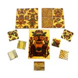 Mary Wondrausch a group of slipware decorated tiles including, a large floral decorated plaque,