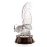 René Lalique ‘Coq Nain’ (Crouching Cockerel), glass car mascot No. 1135, frosted and clear finish,