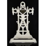 19th century Aesthetic movement cast iron hall stand, painted white, the removable drip tray with