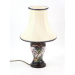 Rachel Bishop for Moorcroft Pottery 'Gypsy' pattern lamp base of baluster form, hand painted and