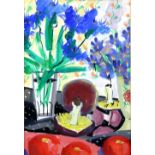 Mary Wondrausch. Gouache still life with mushrooms, watercolour signed and in frame decorated by the