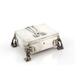 A Secessionist movement silver plate box silver plate box with decoration of flowers in relief, four