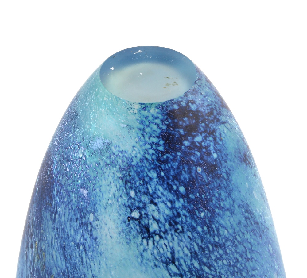 Malcolm Sutcliffe, contemporary studio glass vase decorated with dolphins on sea spray, signed to - Image 3 of 3