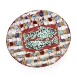 Alexandra Copeland (b.1947) for Dartington Pottery, large oval stoneware dish decorated with fish