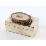 Anthony Redmile, London, silver plated box, the lid mounted with a slice of agate, impressed marks