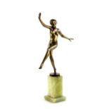 Bronze Lorenzl figure of a dancing nude with outstretched arms, incised 'LORENZL' to circular