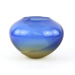 Glass bowl of globular form signed (possibly Mario Bellini), 20cm high..