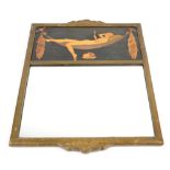 Rowley Gallery, a mirror with marquetry plaque depicting a nude girl lounging in a hammock, in