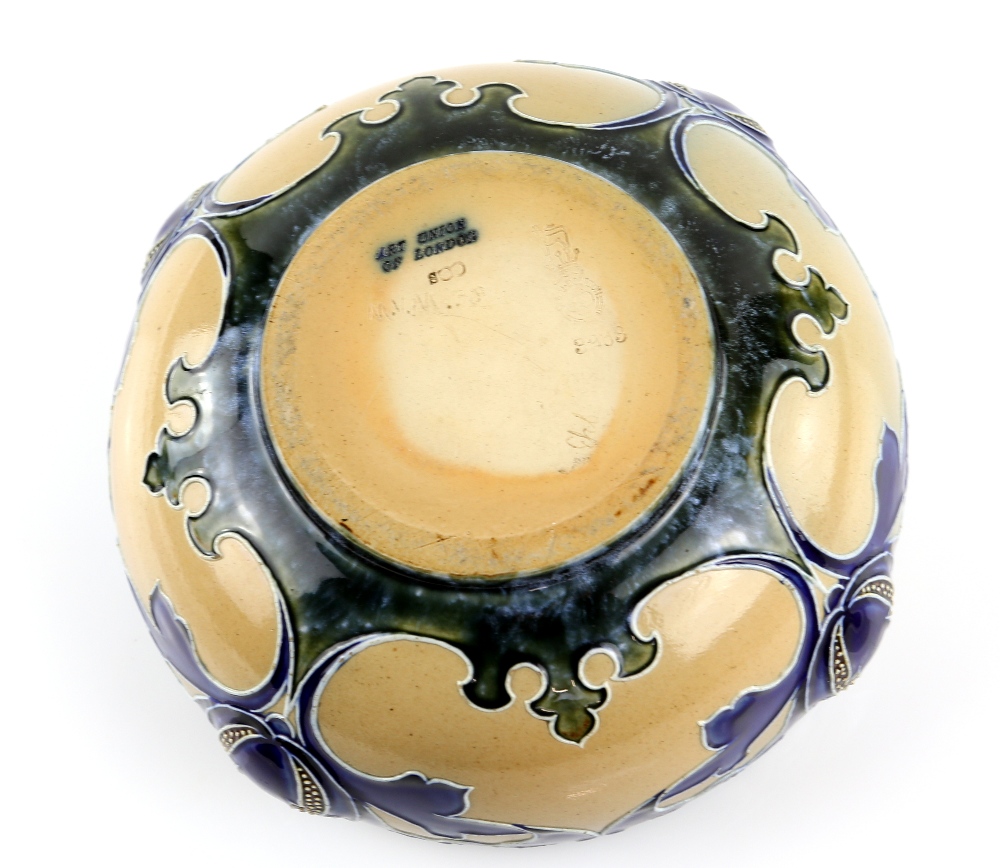 Mark V Marshall for Doulton a bowl with tube lined decoration in Persian style depicting Persimmon - Image 2 of 2
