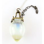 Arts & Crafts hall light with vaseline glass shade, 27 cm drop plus chain .