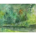 Tatiana Yanovskaya-Sink. Watercolour landscape, signed, 16cm x 20cm .