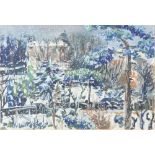 Winter landscape, watercolour and gouache on paper, unsigned, 36 x 54 cm .