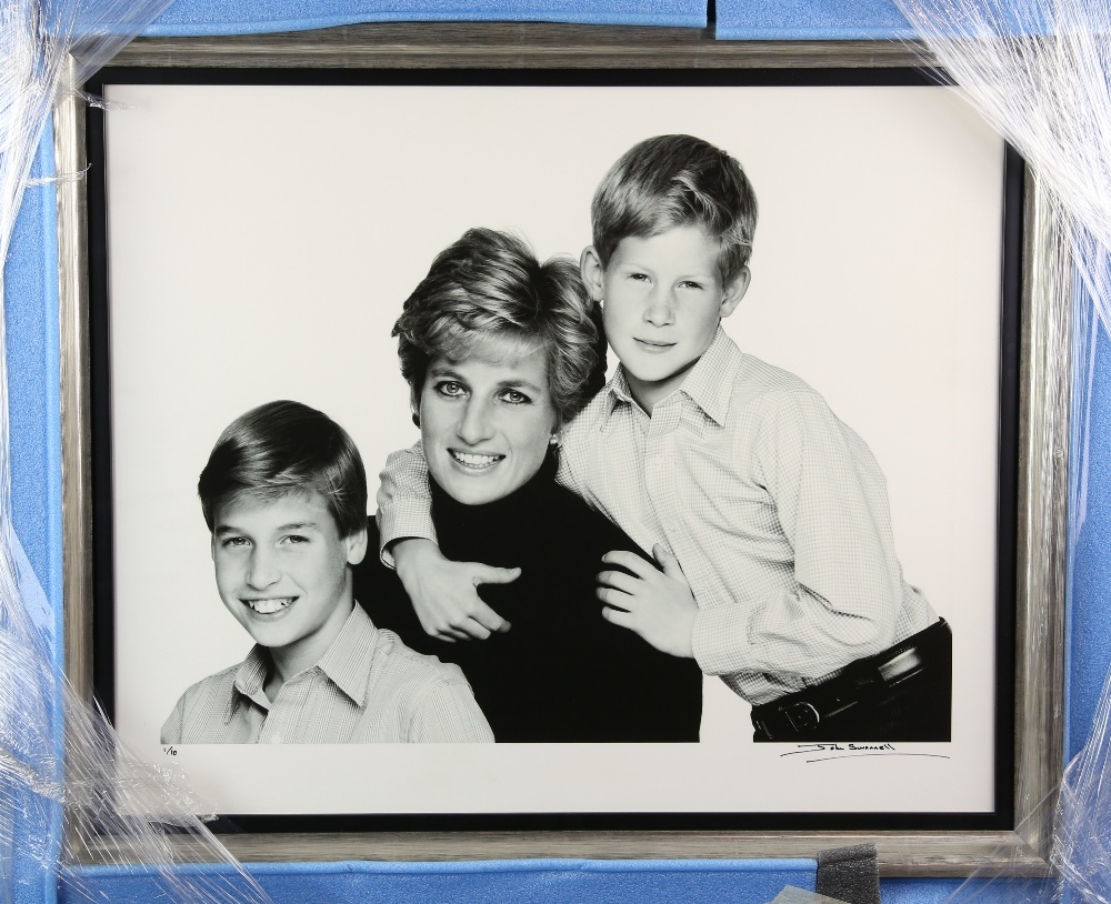 John Swannell Princess Diana Prince Harry & Prince William 1994 3 photograph signed in pen 1/10, - Image 2 of 4
