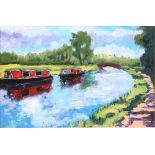 Timmy Mallett (1955. Children's TV presenter) 'Narrowboat Days' signed oil on board, artist