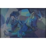 Palmer. Abstract study of two figures in purple and green, signed and dated 47 verso, oil on canvas,